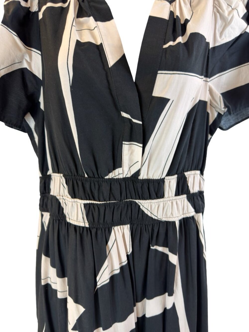 Anthropologie Maeve The Somerset Maxi Dress Black White Geometric Size Medium - Picture 3 of 13